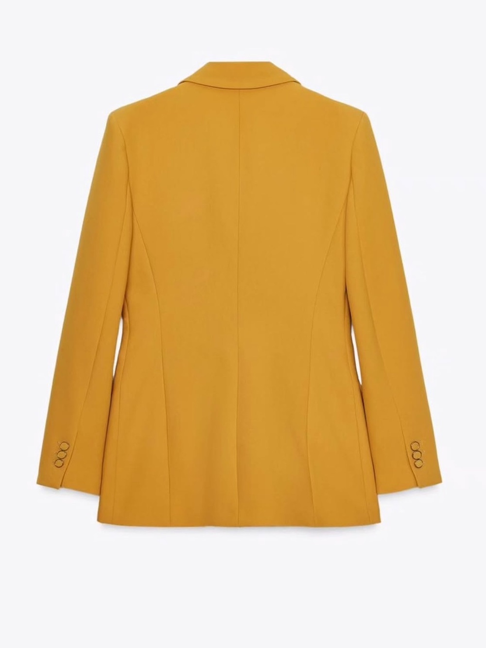 Zara Double Breasted Mustard Blazer Shoulder Pads NWT Large Blogger Fav 8765/656 - Picture 3 of 8